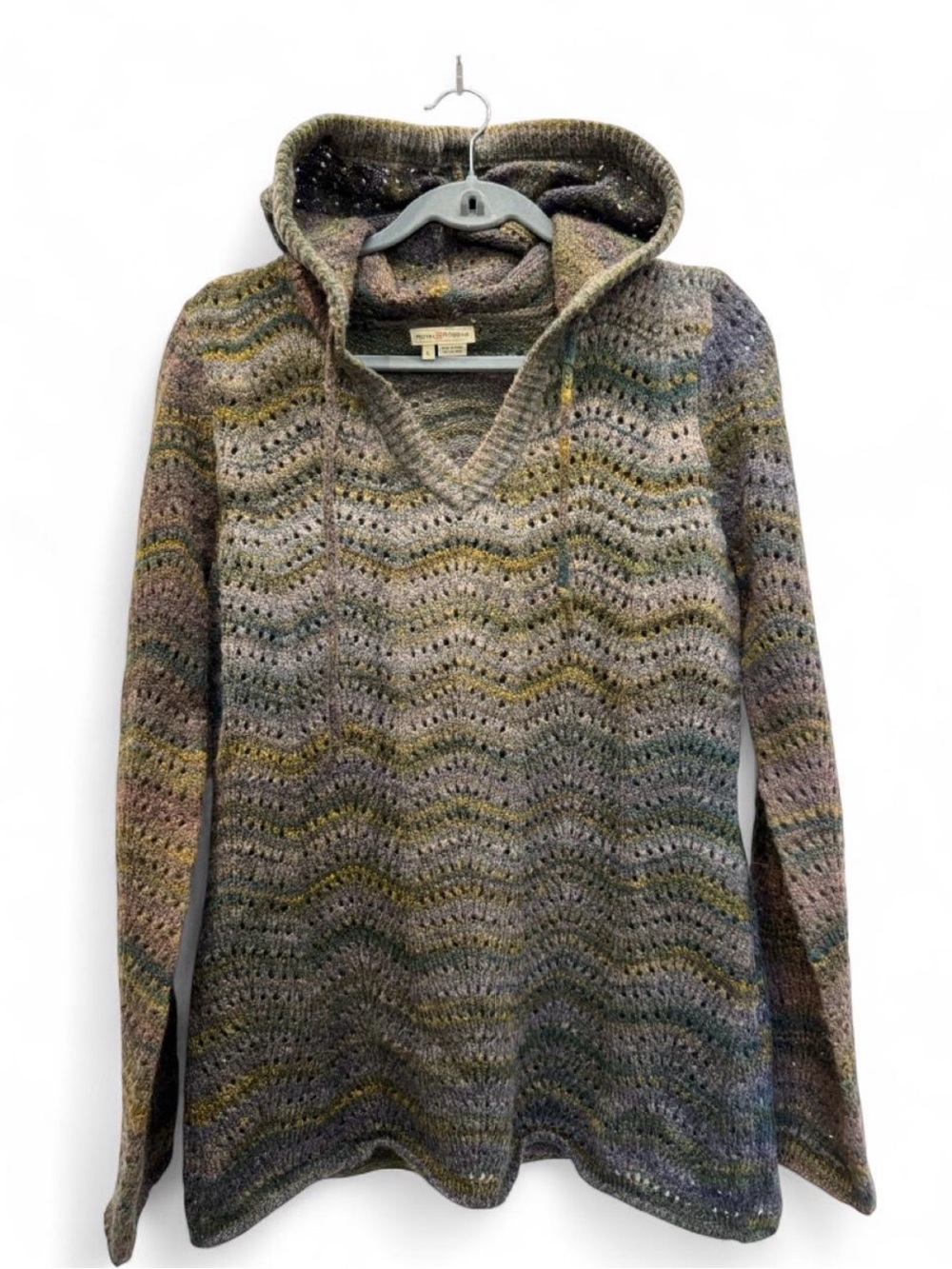 Royal Robbins Sophia Multicolor Hooded V-Neck Knit Sweater